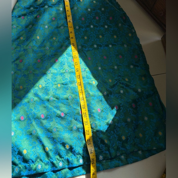 Y2k 90’s Vintage free people satin teal blue midi skirt size 5/6 - Picture 6 of 7